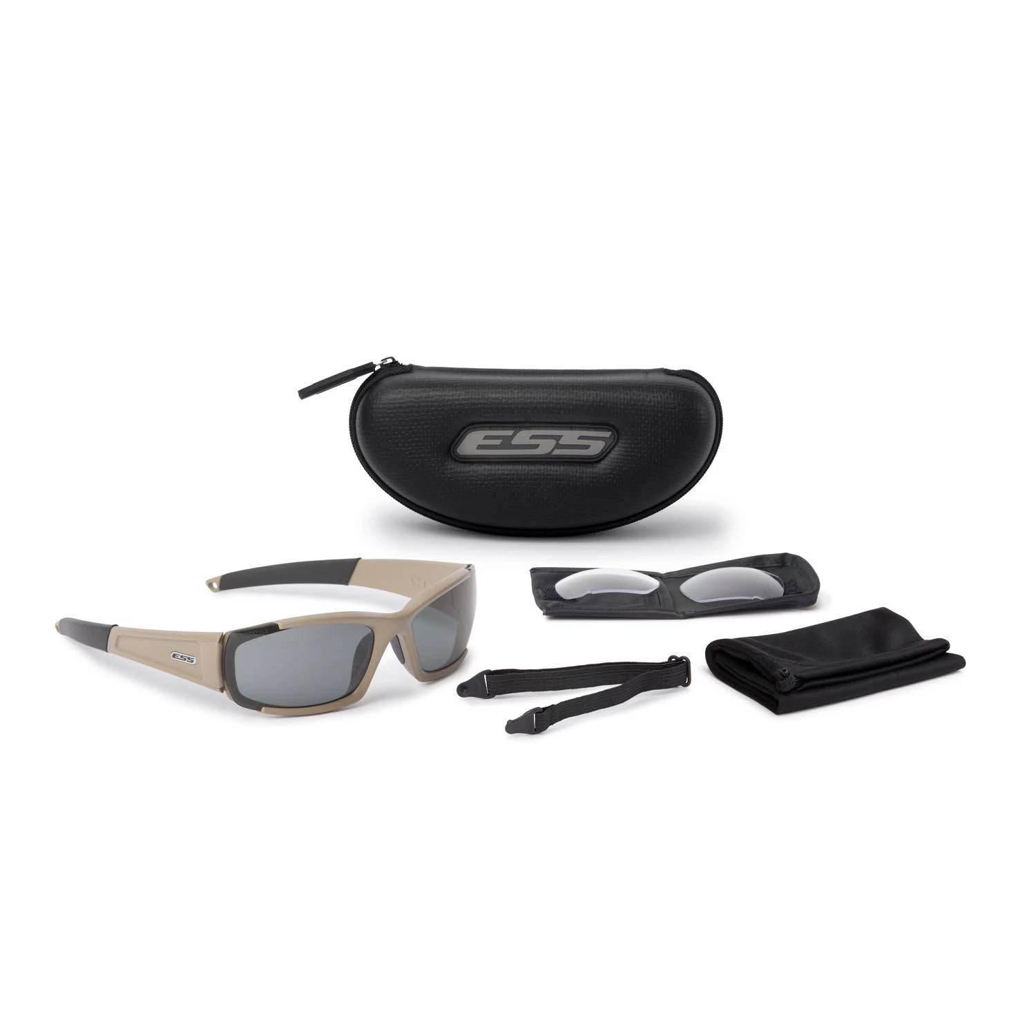 ESS CDI Terrain Tan Sunglasses with Interchangeable Lenses.
