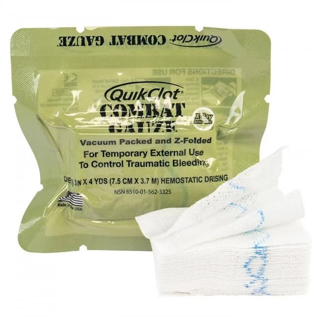 North American Rescue Combat Gauze Z-Fold Hemostatic.